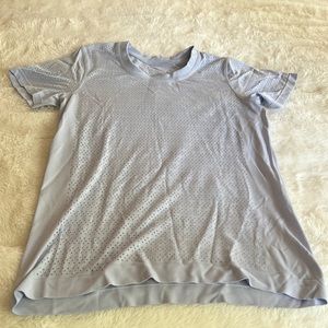 lululemon athletica Light Gray Perforated Short Sleeve Top